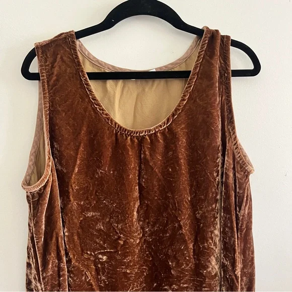 Bryn Walker Brown Lagenlook Velvet High Low Hem Sleeveless Short Dress - Picture 2 of 8